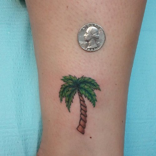 Green Palm Tree Tattoo On Large